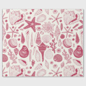 Zeeshells in Viva Magenta - Kleur van het jaar 202 Cadeaupapier (Vlak)