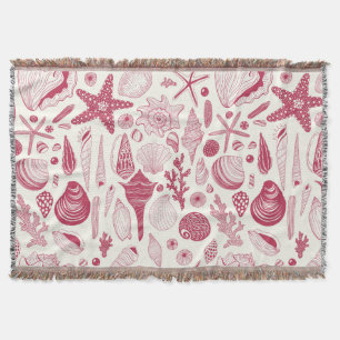 Zeeshells in Viva Magenta - Kleur van het jaar 202 Deken