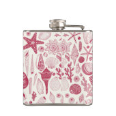 Zeeshells in Viva Magenta - Kleur van het jaar 202 Heupfles (Achterkant)