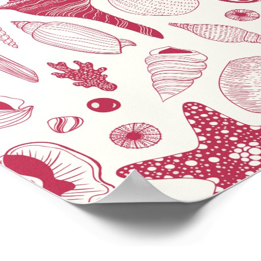 Zeeshells in Viva Magenta - Kleur van het jaar 202 Poster (Hoek)