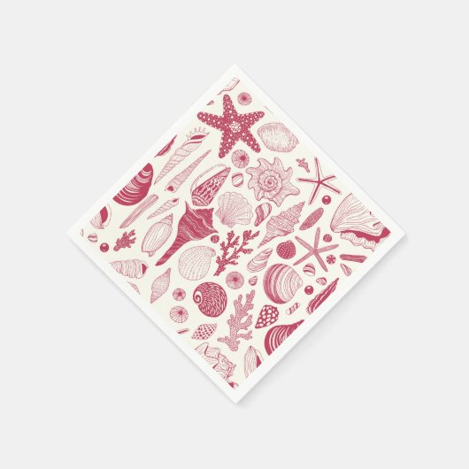 Zeeshells in Viva Magenta - Kleur van het jaar 202 Servet (Hoek)