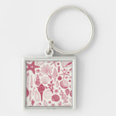 Zeeshells in Viva Magenta - Kleur van het jaar 202 Sleutelhanger (Voorkant)