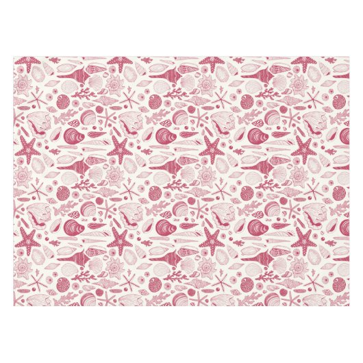 Zeeshells in Viva Magenta - Kleur van het jaar 202 Tafelkleed (Voorkant (Horizontaal))