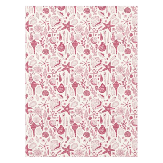 Zeeshells in Viva Magenta - Kleur van het jaar 202 Tafelkleed (Voorkant)