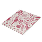 Zeeshells in Viva Magenta - Kleur van het jaar 202 Tegeltje (Zijkant)