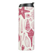 Zeeshells in Viva Magenta - Kleur van het jaar 202 Thermosbeker (Gedraaid links)