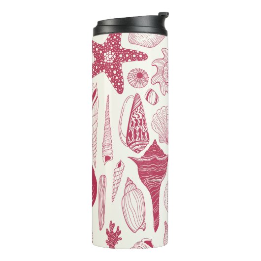 Zeeshells in Viva Magenta - Kleur van het jaar 202 Thermosbeker (Gedraaid links)