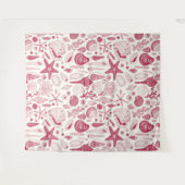 Zeeshells in Viva Magenta - Kleur van het jaar 202 Wandkleed (Voorkant (horizontaal))