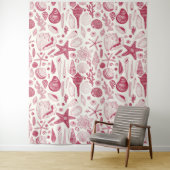 Zeeshells in Viva Magenta - Kleur van het jaar 202 Wandkleed (In situ)