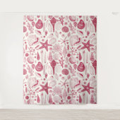 Zeeshells in Viva Magenta - Kleur van het jaar 202 Wandkleed (Voorkant)
