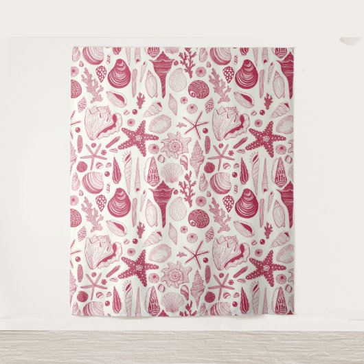 Zeeshells in Viva Magenta - Kleur van het jaar 202 Wandkleed (Voorkant)