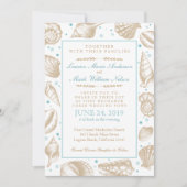 Zeeshells Nautical Beach Wedding Aqua/Tan Kaart (Voorkant)