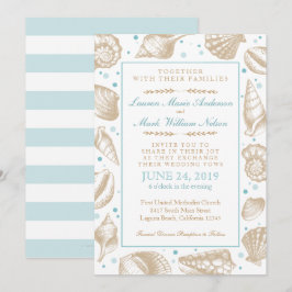 Zeeshells Nautical Beach Wedding Aqua/Tan Kaart