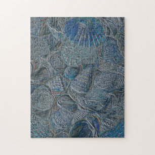 Zeeshells oceaanbek Blauw Nautisch Metaal Legpuzzel