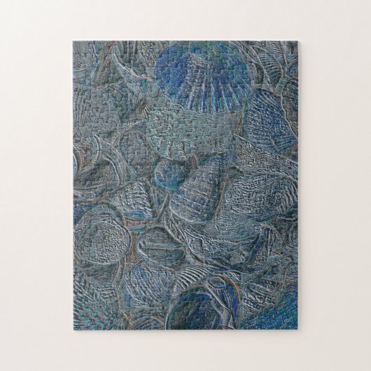 Zeeshells oceaanbek Blauw Nautisch Metaal Legpuzzel (Verticaal)