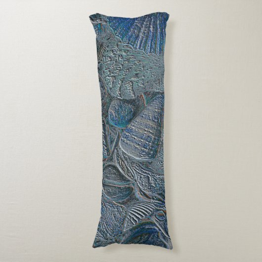 Zeeshells oceaanbek Blauw Nautisch Metaal Lichaamskussen (Voorkant Verticaal)