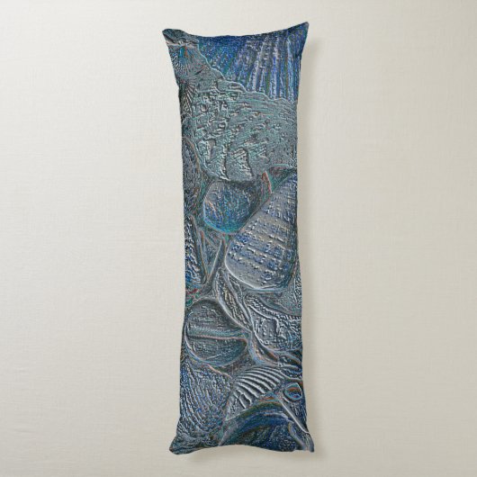 Zeeshells oceaanbek Blauw Nautisch Metaal Lichaamskussen (Achterkant (Verticaal))