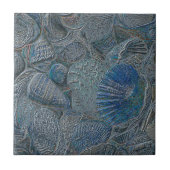 Zeeshells oceaanbek Blauw Nautisch Metaal Tegeltje (Voorkant)