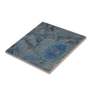 Zeeshells oceaanbek Blauw Nautisch Metaal Tegeltje