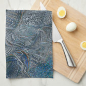 Zeeshells oceaanbek Blauw Nautisch Metaal Theedoek (Quarter Fold)