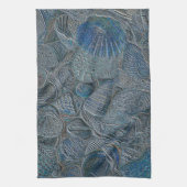 Zeeshells oceaanbek Blauw Nautisch Metaal Theedoek (Verticaal)