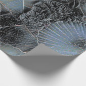 Zeeshells Ocean Beach Pastel Blue Black ontkoppeli Cadeaupapier (Hoek)