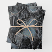 Zeeshells Ocean Beach Pastel Blue Black ontkoppeli Inpakpapier Vel (In situ)