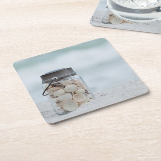 Zeeshells op de strand | Florida Kartonnen Onderzetters (Schuin)