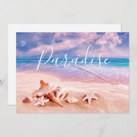 Zeeshells op het Zee Beach Aankondiging (Voorkant / Achterkant)