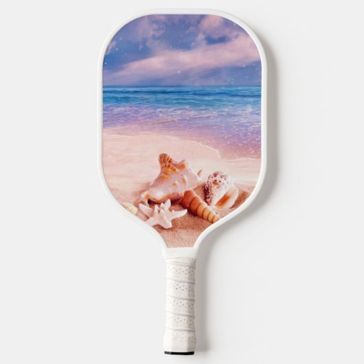 Zeeshells op het Zee strand Paradise Monogram Pickleball Paddle (Achterkant)