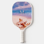 Zeeshells op het Zee strand Paradise Monogram Pickleball Paddle (Voorkant)
