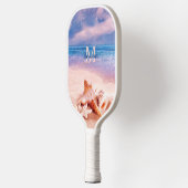 Zeeshells op het Zee strand Paradise Monogram Pickleball Paddle (Links)