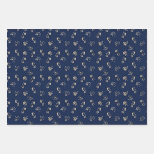 Zeeshells Seahorse Starfish Elegant under the Zee Inpakpapier Vel (Voorkant 3)