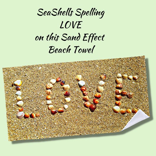 Zeeshells spellen LOVE op Zand Effect Strandlaken