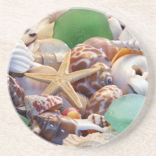 Zeeshells Starfish and Beach Glass Onderzetter (Voorkant)
