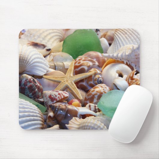 Zeeshells Starfish & Beach Glass Mousepad Muismat (Met muis)