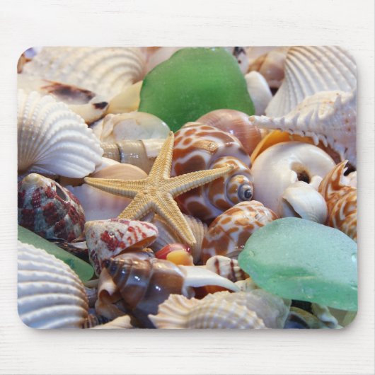Zeeshells Starfish & Beach Glass Mousepad Muismat (Voorkant)