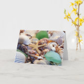 Zeeshells Starfish & Beach Glass Wenskaart Kaart (Gele Bloem)