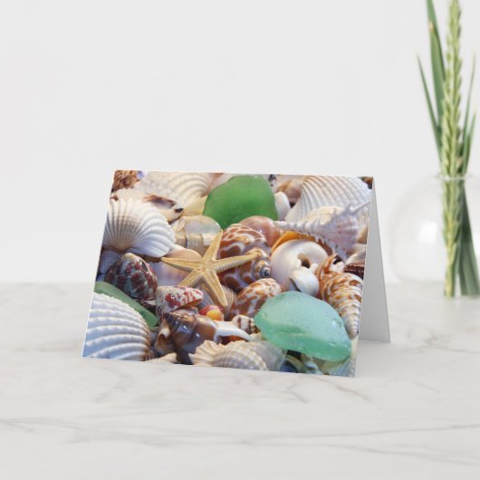 Zeeshells Starfish & Beach Glass Wenskaart Kaart (Voorkant)