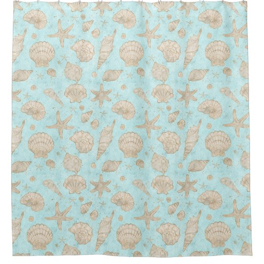 Zeeshells Waterverf Bone ID782 Douchegordijn (Voorkant)