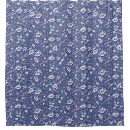 Zeeshells Zee Shell Nautical Pattern Blue Douchegordijn