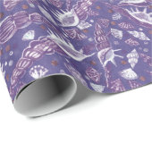 Zeeshells Zee Shell Nautical Pattern Paars Violet Cadeaupapier (Rol Hoek)
