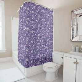 Zeeshells Zee Shell Nautical Pattern Violet Paars Douchegordijn