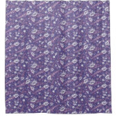 Zeeshells Zee Shell Nautical Pattern Violet Paars Douchegordijn (Voorkant)