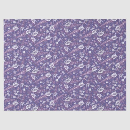Zeeshells Zee Shell Nautical Pattern Violet Paars Tissuepapier (Voorkant)