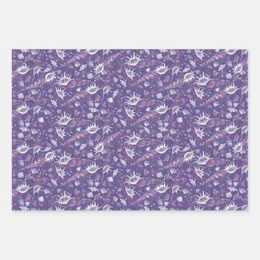 Zeeshells Zee Shells Underwater Nautical Pattern Inpakpapier Vel (Voorkant 3)