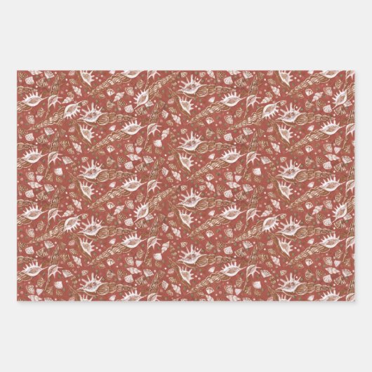 Zeeshells Zee Shells Underwater Nautical Pattern Inpakpapier Vel (Voorkant 2)