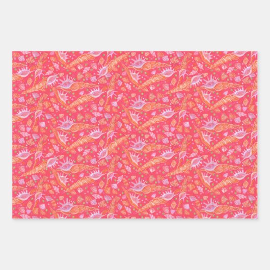 Zeeshells Zee Shells Underwater Nautical Pattern Inpakpapier Vel (Voorkant)