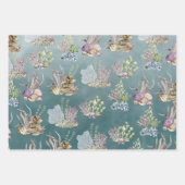 zeeshells zeewier onder het diepe groene Zee Inpakpapier Vel (Voorkant 2)