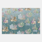 zeeshells zeewier onder het diepe groene Zee Inpakpapier Vel (Voorkant)